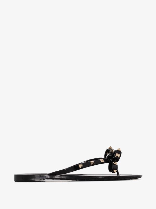 browns Valentino Garavani black Rockstud rubber sandals | Browns Sandals