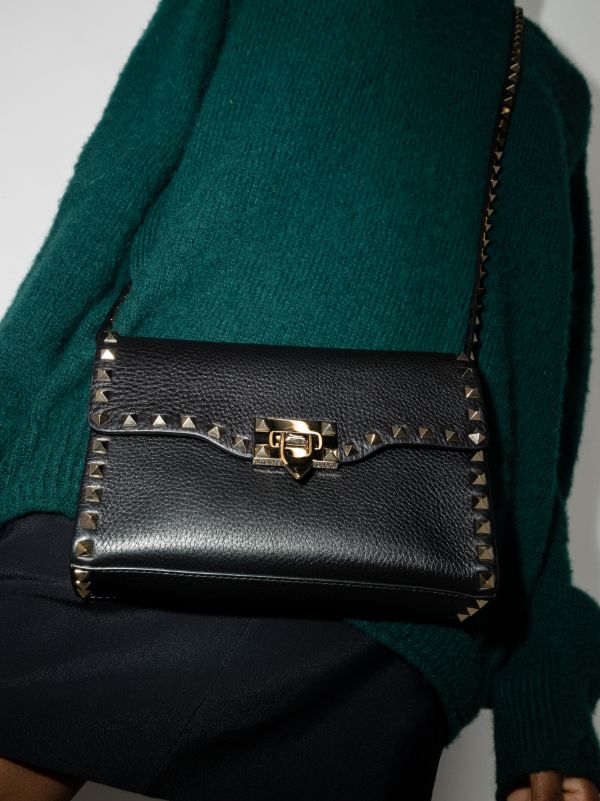 Browns Valentino Garavani Black Rockstud Small Leather Cross Body Bag | Browns Messenger & Crossbody Bags