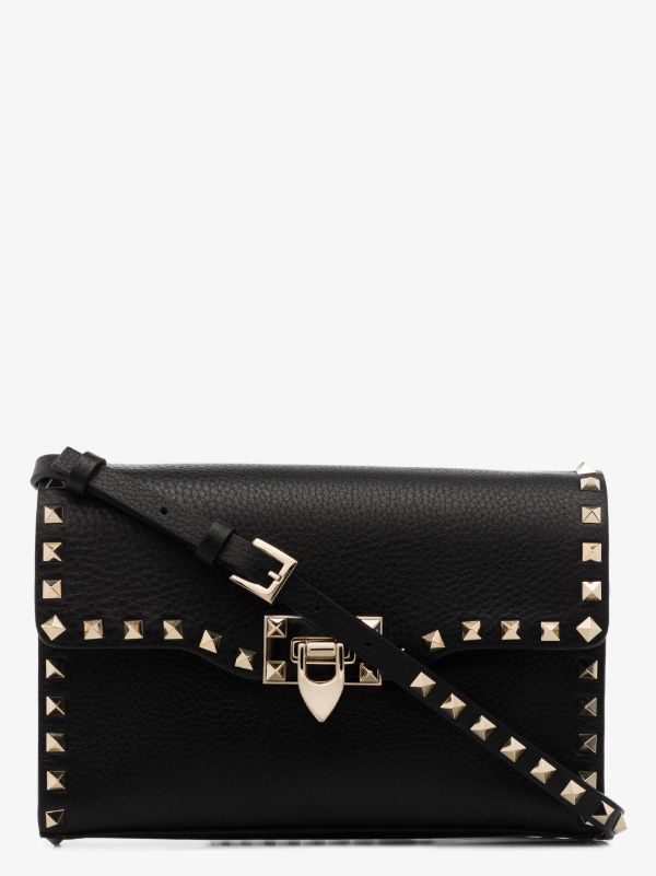 Browns Valentino Garavani Black Rockstud Small Leather Cross Body Bag | Browns Messenger & Crossbody Bags