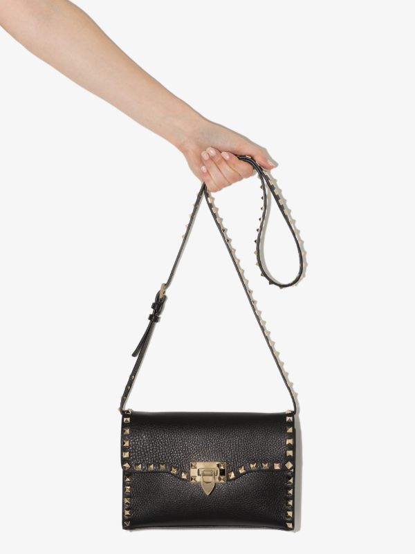 browns Valentino Garavani Black Rockstud Small Leather Cross Body Bag | Browns Messenger & Crossbody Bags