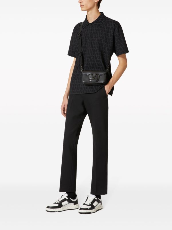 Browns Valentino Garavani Black Toile Iconographe Polo Shirt | Browns Polo Shirts