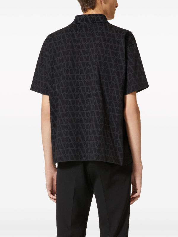 Browns Valentino Garavani Black Toile Iconographe Polo Shirt | Browns Polo Shirts