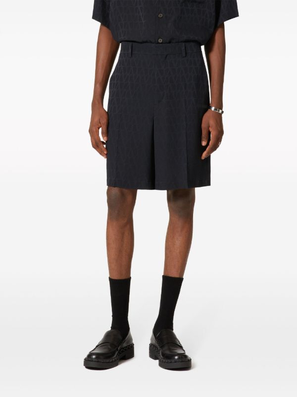 Browns Valentino Garavani Black Toile Iconographe Silk Shorts | Browns Khaki Shorts