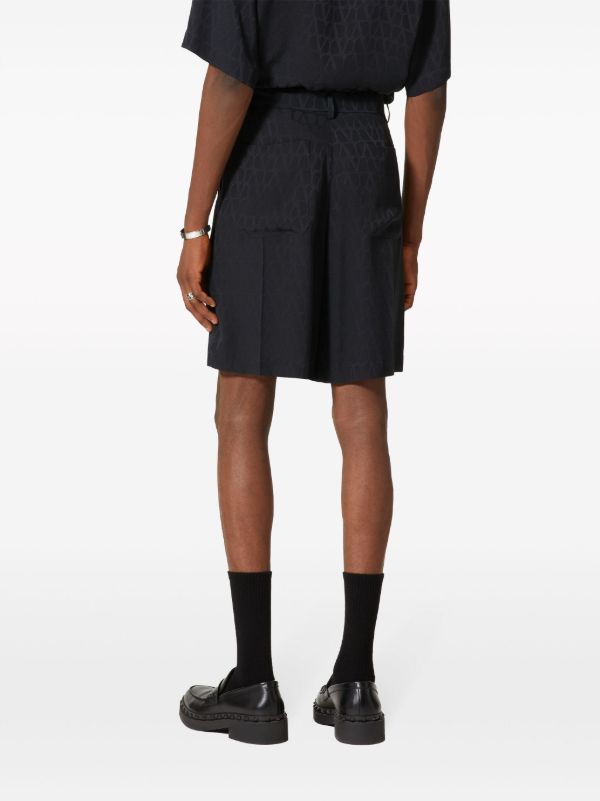 Browns Valentino Garavani Black Toile Iconographe Silk Shorts | Browns Khaki Shorts