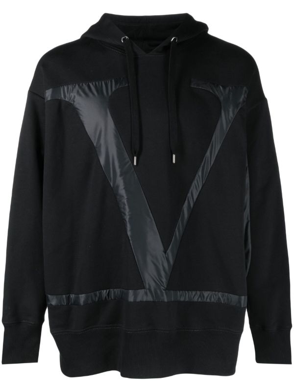 browns Valentino Garavani Black VLogo Aplliqué Cotton Hoodie | Browns Hoodies