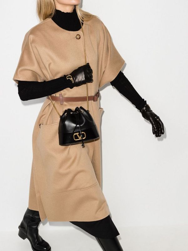 Browns Valentino Garavani Black VLOGO Mini Leather Bucket Bag | Browns Bucket Bags