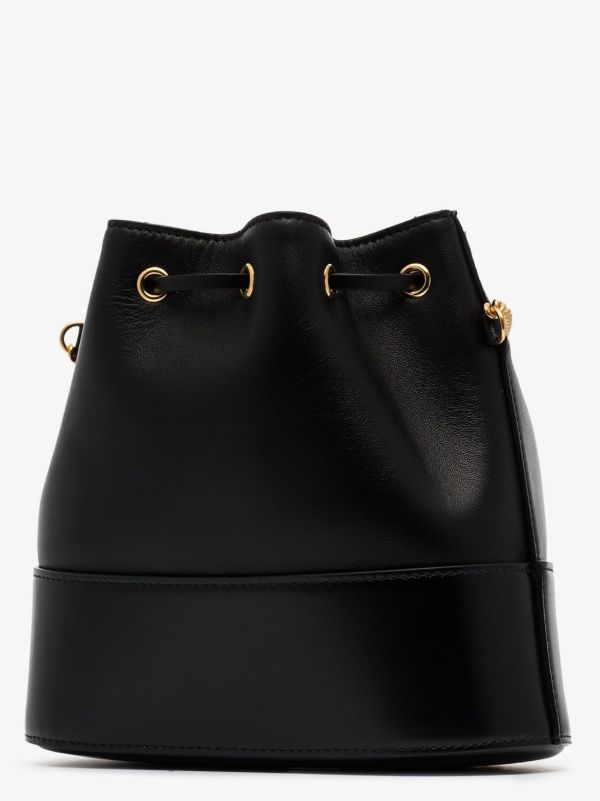 Browns Valentino Garavani Black VLOGO Mini Leather Bucket Bag | Browns Bucket Bags