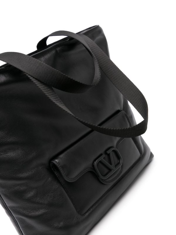 Browns Valentino Garavani Black VLogo Signature Leather Tote Bag | Browns Tote Bags