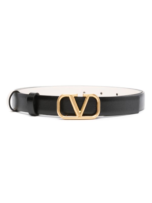 browns Valentino Garavani Black VLogo Signature Reversible Leather Belt | Browns Belts