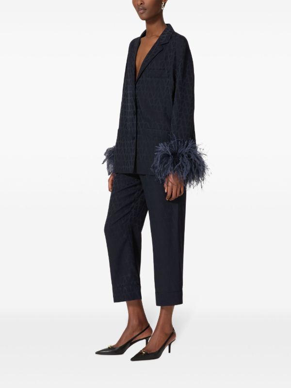 Browns Valentino Garavani Blue Toile Iconographe Cropped Trousers | Browns High Waisted Pants