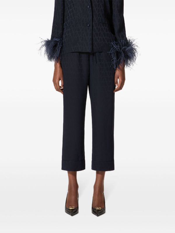 Browns Valentino Garavani Blue Toile Iconographe Cropped Trousers | Browns High Waisted Pants