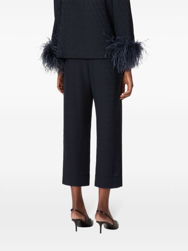 Browns Valentino Garavani Blue Toile Iconographe Cropped Trousers | Browns High Waisted Pants