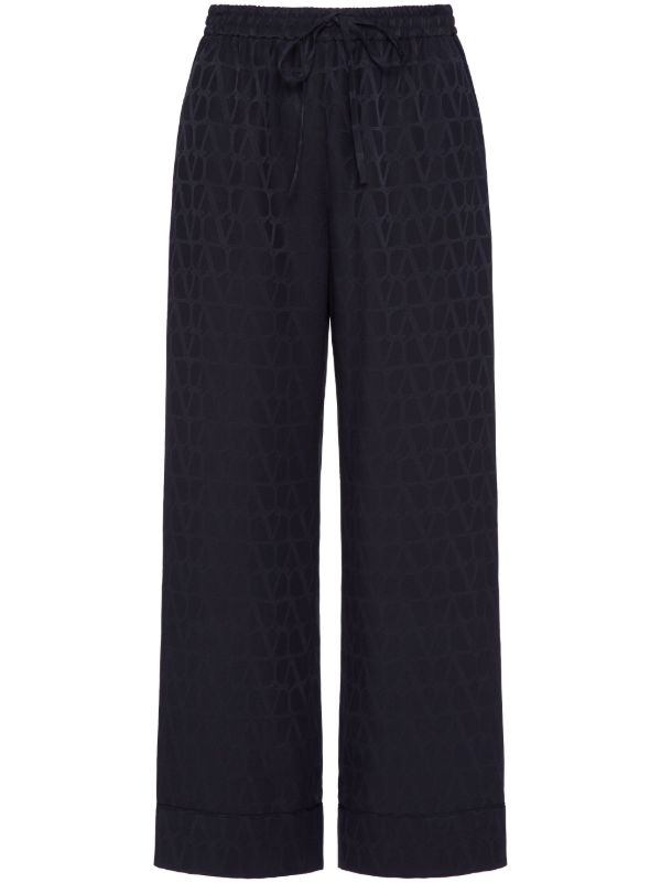 browns Valentino Garavani Blue Toile Iconographe Cropped Trousers | Browns High Waisted Pants