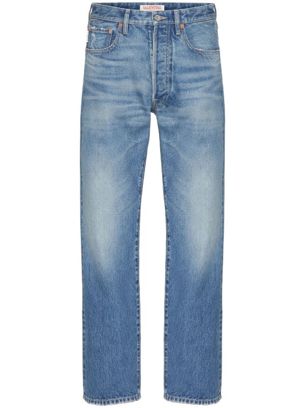 browns Valentino Garavani Blue V Detail Straight-Leg Jeans | Browns Regular & Straight-Leg Jeans
