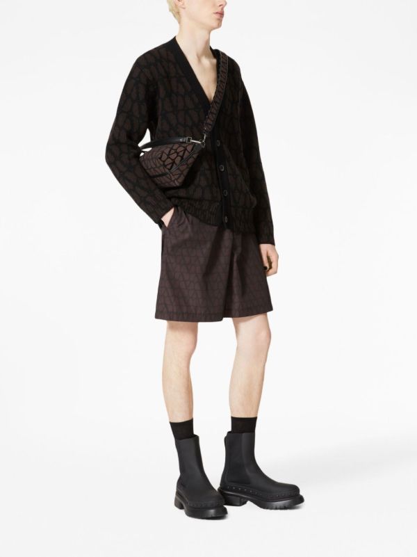 Browns Valentino Garavani Brown Toile Iconographe-jacquard Cardigan | Browns Cardigans
