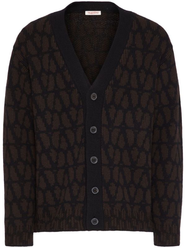 browns Valentino Garavani brown Toile Iconographe-jacquard cardigan | Browns Cardigans
