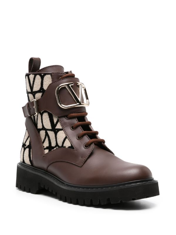 Browns Valentino Garavani Brown Toile Iconographe Leather Boots | Browns Boots