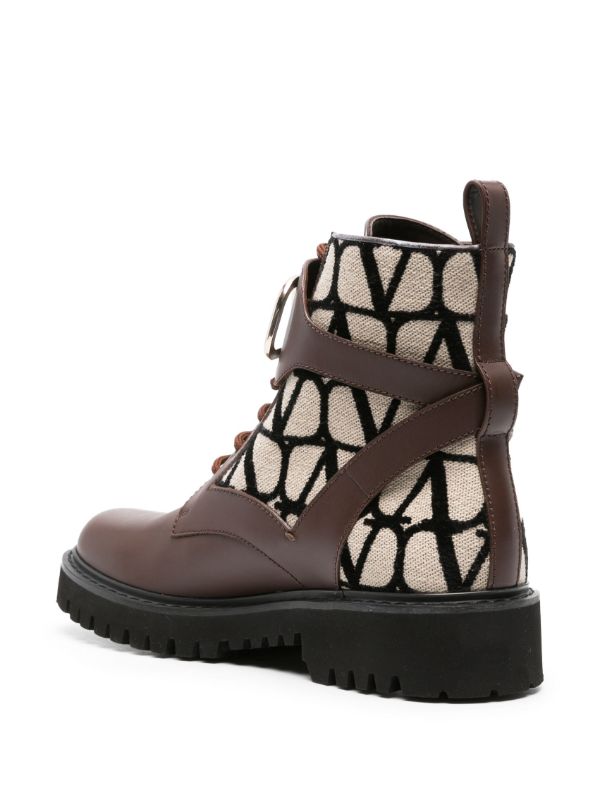 Browns Valentino Garavani Brown Toile Iconographe Leather Boots | Browns Boots