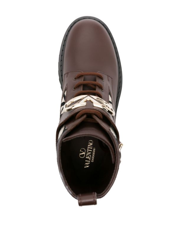 Browns Valentino Garavani Brown Toile Iconographe Leather Boots | Browns Boots