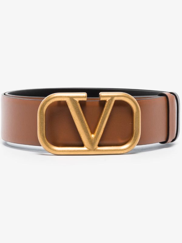 browns Valentino Garavani Brown VLogo Signature reversible leather belt | Browns Belts