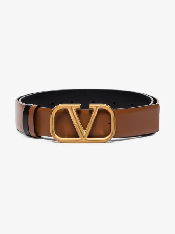 browns Valentino Garavani Brown VLogo Signature Reversible Leather Belt | Browns Belts