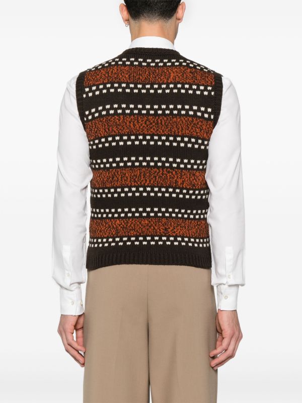 Browns Valentino Garavani Brown Wool Vest | Browns Knitted Sweaters