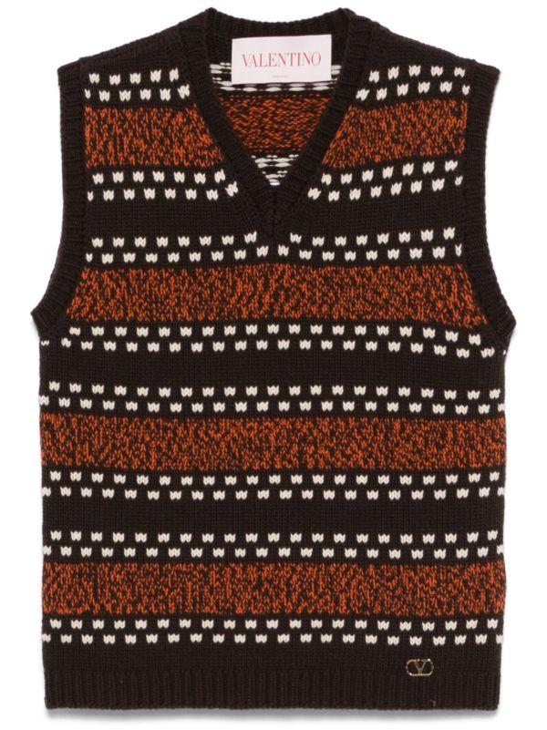 browns Valentino Garavani Brown Wool Vest | Browns Knitted Sweaters