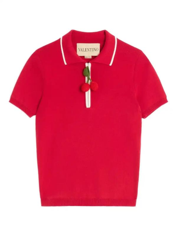 browns Valentino Garavani Cherry-charm polo top | Browns Polo Tops