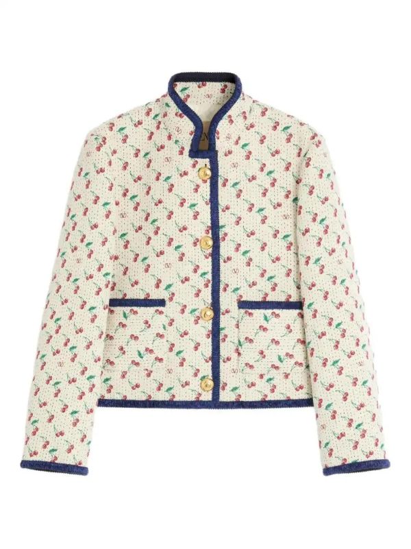 browns Valentino Garavani Cherryfic-print jacket | Browns Fitted Jackets