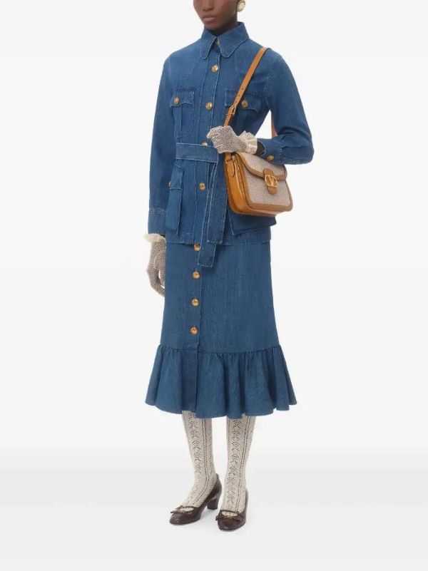 Browns Valentino Garavani Denim Midi Skirt | Browns A-Line Skirts