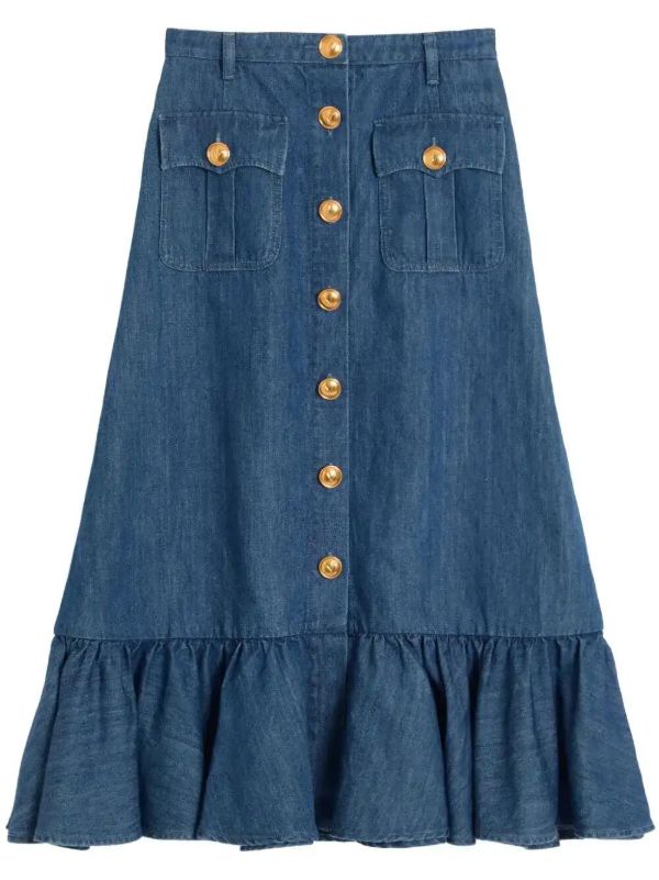 browns Valentino Garavani denim midi skirt | Browns A-Line Skirts