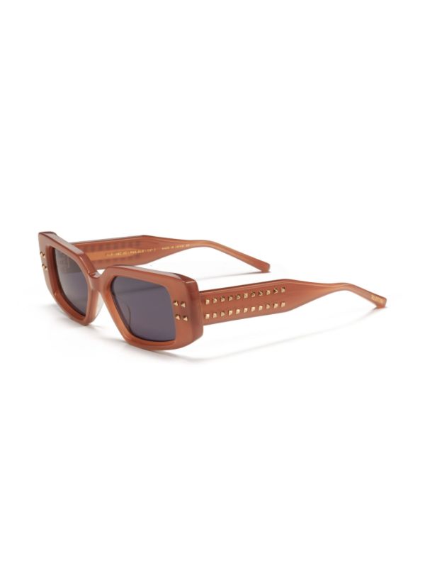 Browns VALENTINO GARAVANI EYEWEAR Brown Rockstud-embellishment Sunglasses | Browns Sunglasses