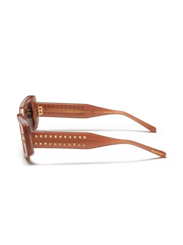 Browns VALENTINO GARAVANI EYEWEAR Brown Rockstud-embellishment Sunglasses | Browns Sunglasses