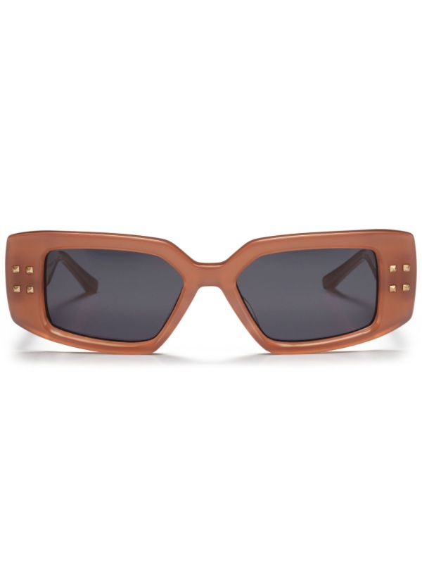 browns VALENTINO GARAVANI EYEWEAR Brown Rockstud-embellishment sunglasses | Browns Sunglasses