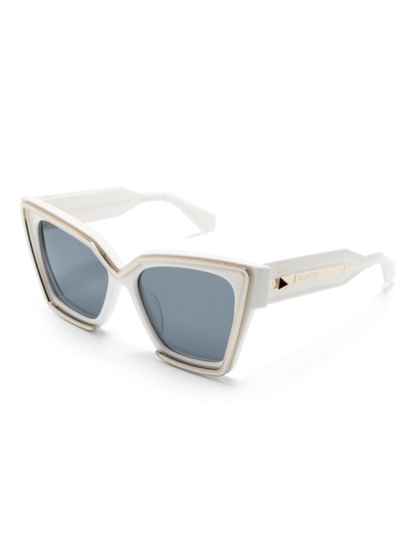 Browns VALENTINO GARAVANI EYEWEAR White V-Grace Cat-Eye Sunglasses | Browns Sunglasses