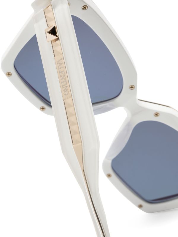Browns VALENTINO GARAVANI EYEWEAR White V-Grace Cat-Eye Sunglasses | Browns Sunglasses