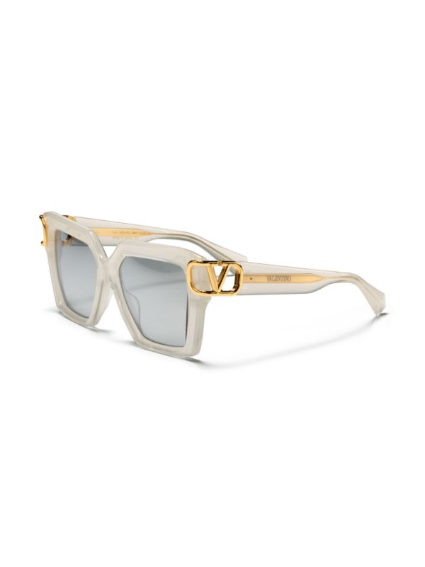 Browns VALENTINO GARAVANI EYEWEAR White VLogo Square-frame Sunglasses | Browns Sunglasses