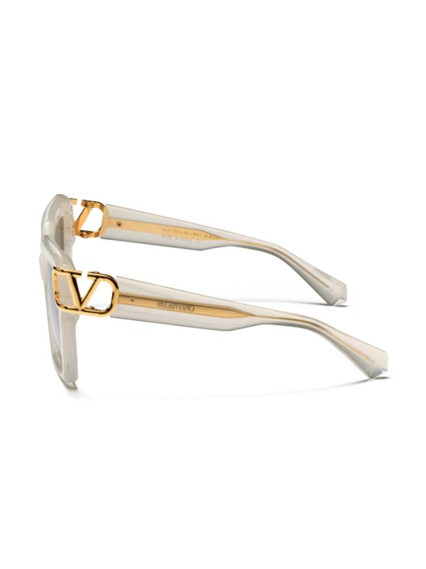 Browns VALENTINO GARAVANI EYEWEAR White VLogo Square-frame Sunglasses | Browns Sunglasses
