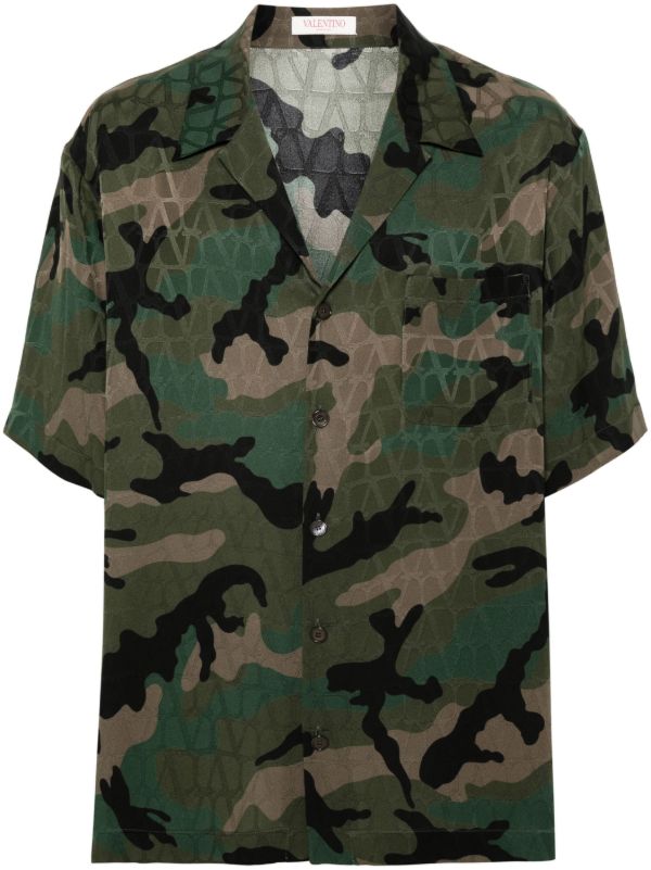 browns Valentino Garavani Green Camo Iconographe Shirt | Browns Shirts