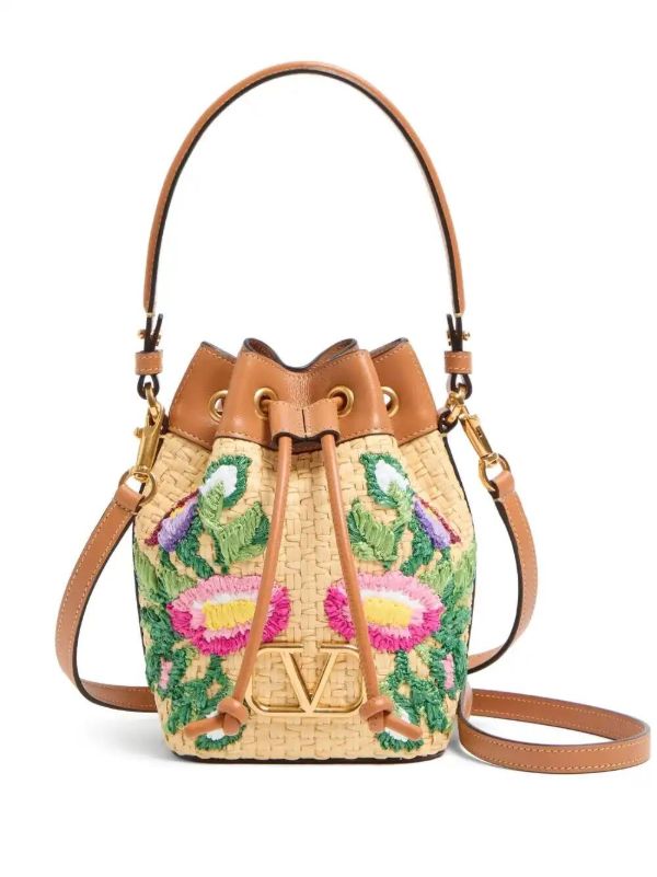 browns Valentino Garavani Mini VLogo Signature Bucket Embroidered Bag | Browns Bucket Bags