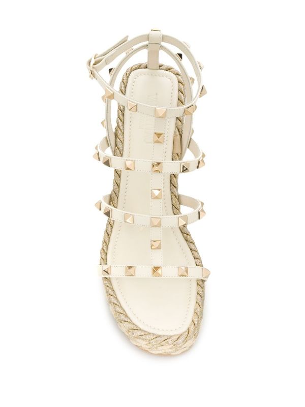 Browns Valentino Garavani Neutral 95 Rockstud Wedge Sandals | Browns Sandals