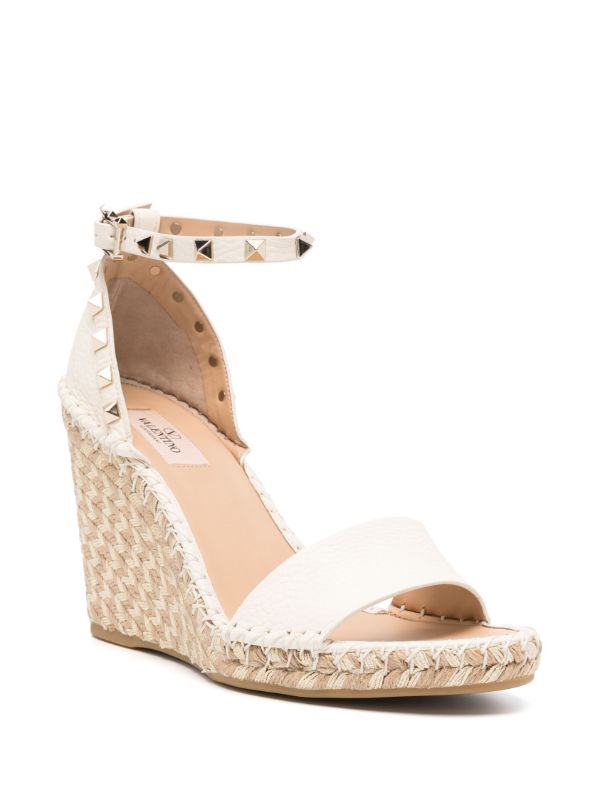 Browns Valentino Garavani Neutral Rockstud 105 Espadrille Wedges | Browns Espadrilles