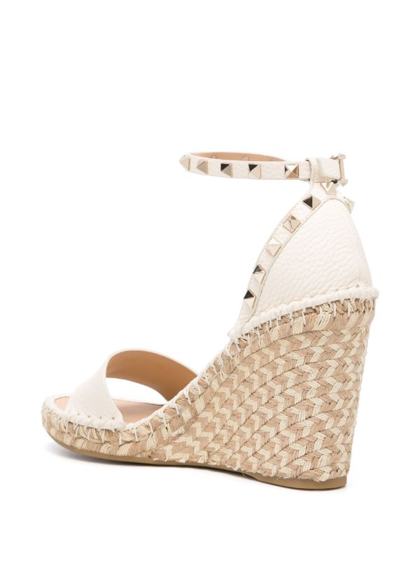 Browns Valentino Garavani Neutral Rockstud 105 Espadrille Wedges | Browns Espadrilles