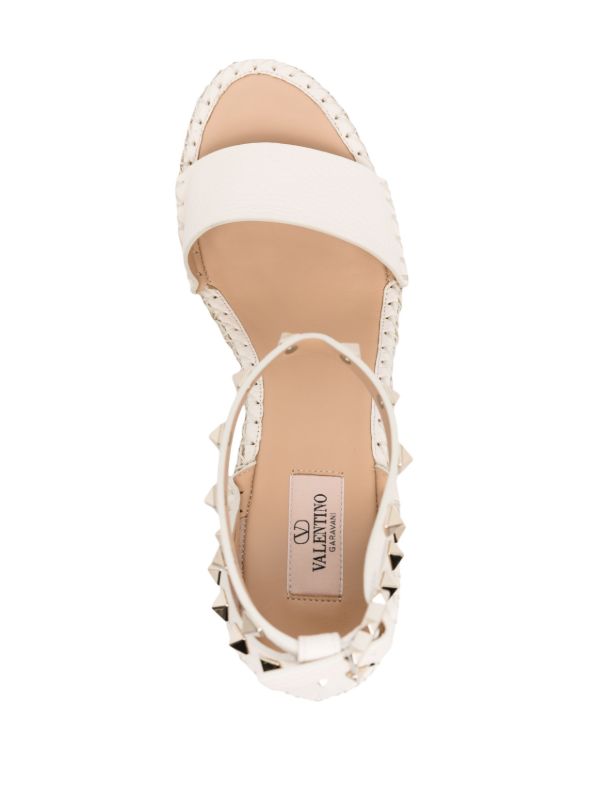 Browns Valentino Garavani Neutral Rockstud 105 Espadrille Wedges | Browns Espadrilles