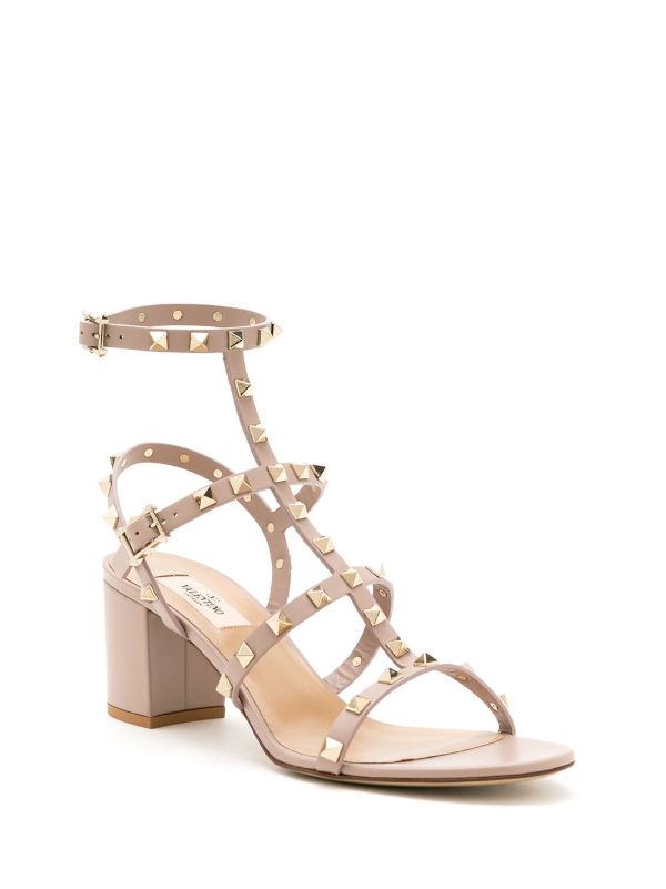 Browns Valentino Garavani Neutral Rockstud 60 Leather Sandals | Browns Sandals