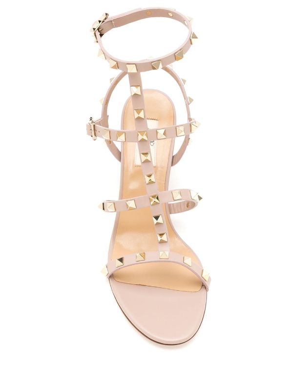 Browns Valentino Garavani Neutral Rockstud 60 Leather Sandals | Browns Sandals