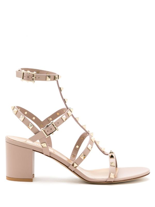 browns Valentino Garavani neutral Rockstud 60 leather sandals | Browns Sandals