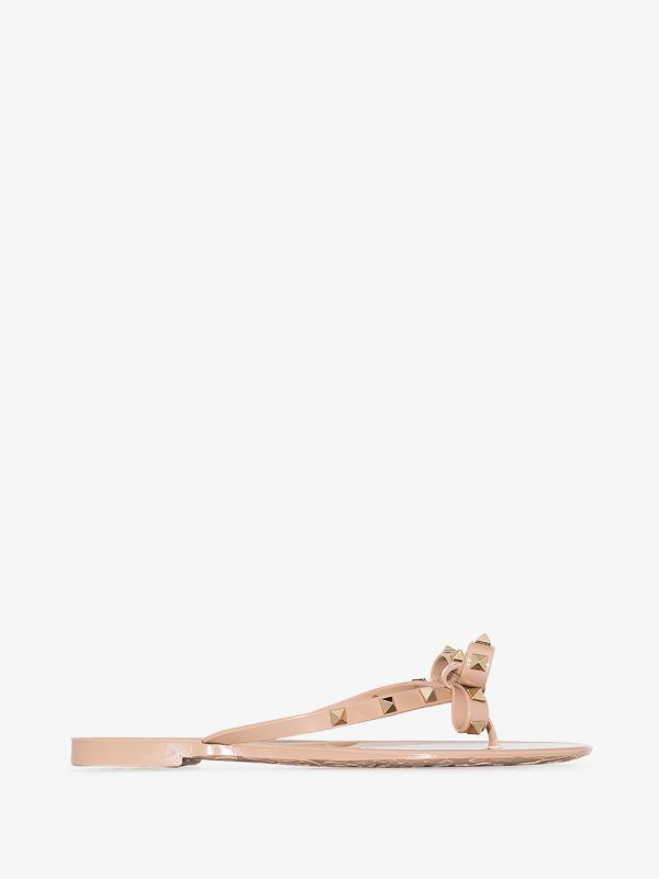 browns Valentino Garavani Neutral Rockstud Rubber Sandals | Browns Sandals