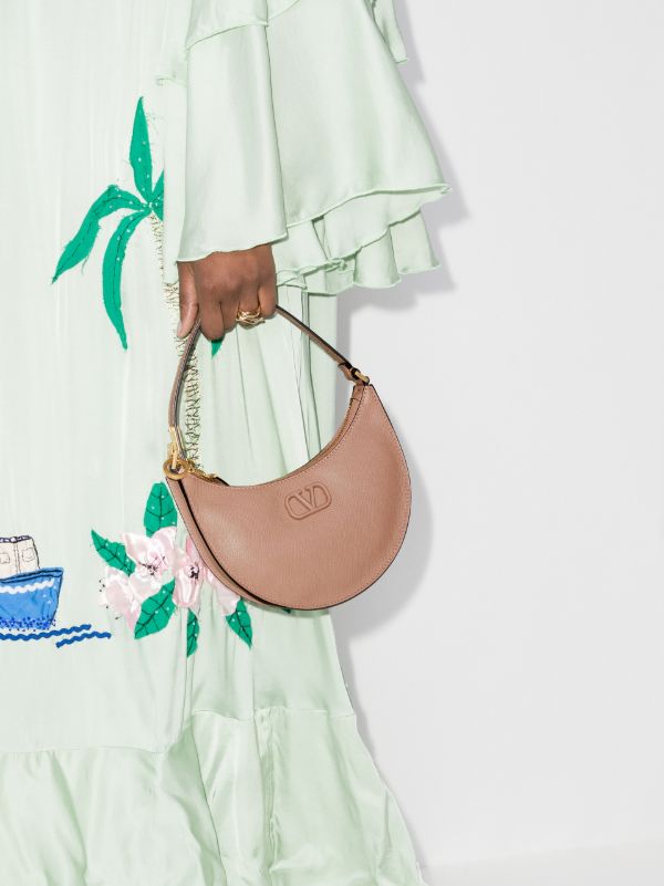 Browns Valentino Garavani Neutral VLogo Signature Mini Leather Shoulder Bag | Browns Shoulder Bags