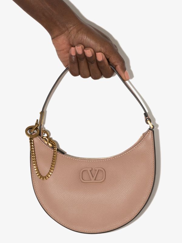 browns Valentino Garavani neutral VLogo Signature Mini Leather Shoulder Bag | Browns Shoulder Bags